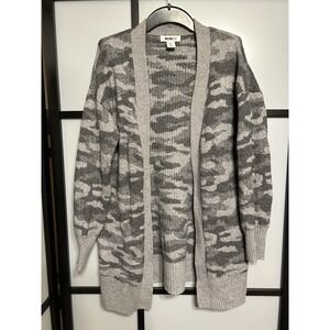 William Rast Women's‎ Open Front Cardigan Size Small Gray Camo Soft Cozy Sweater